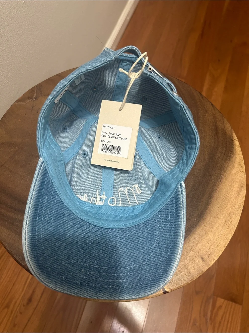 MOTHER Light Blue Denim Baseball Cap with White Script